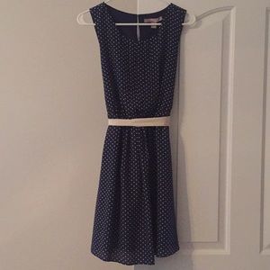 Navy Polka Dot Swing Dress